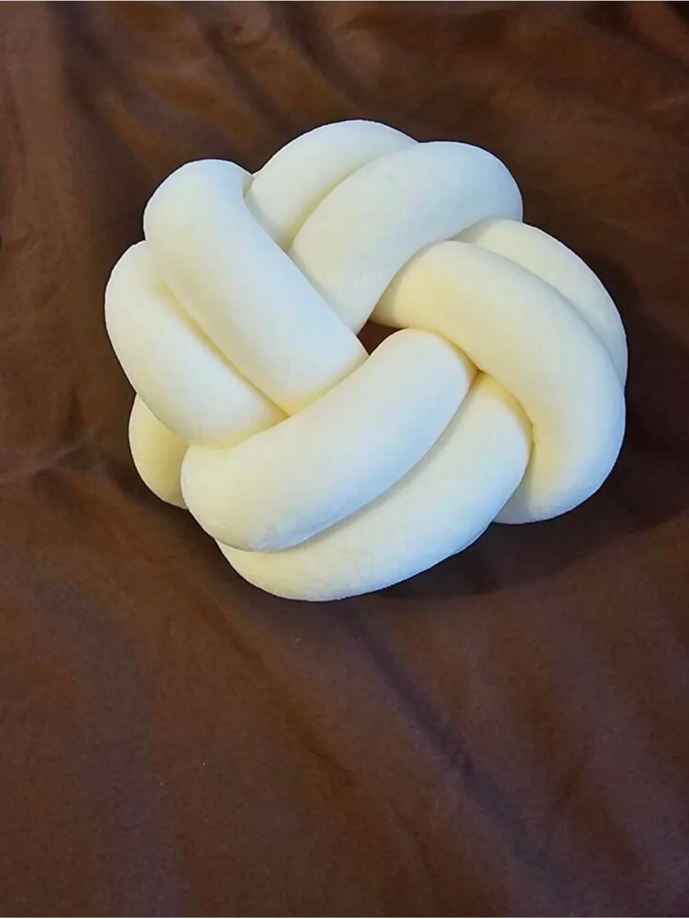 Plush Cream Knot Decorative Throw Pillow - Soft Sculptural Accent